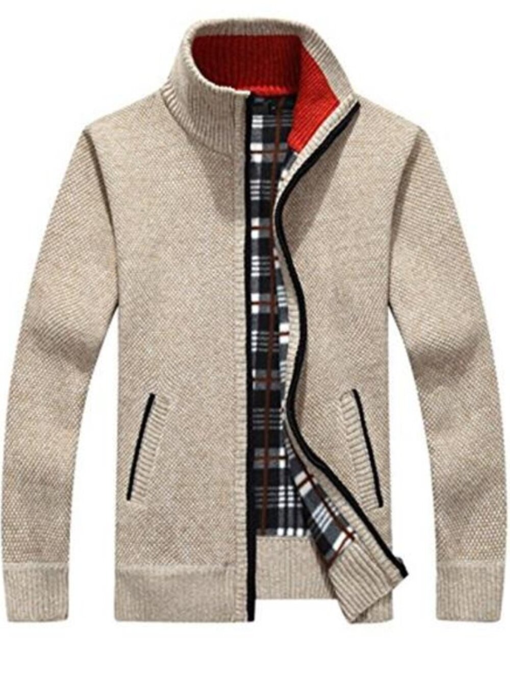 Mens Full Zip Cardigan Sweater Fleece Lined Knit Jacket Warm Casual Pockets
